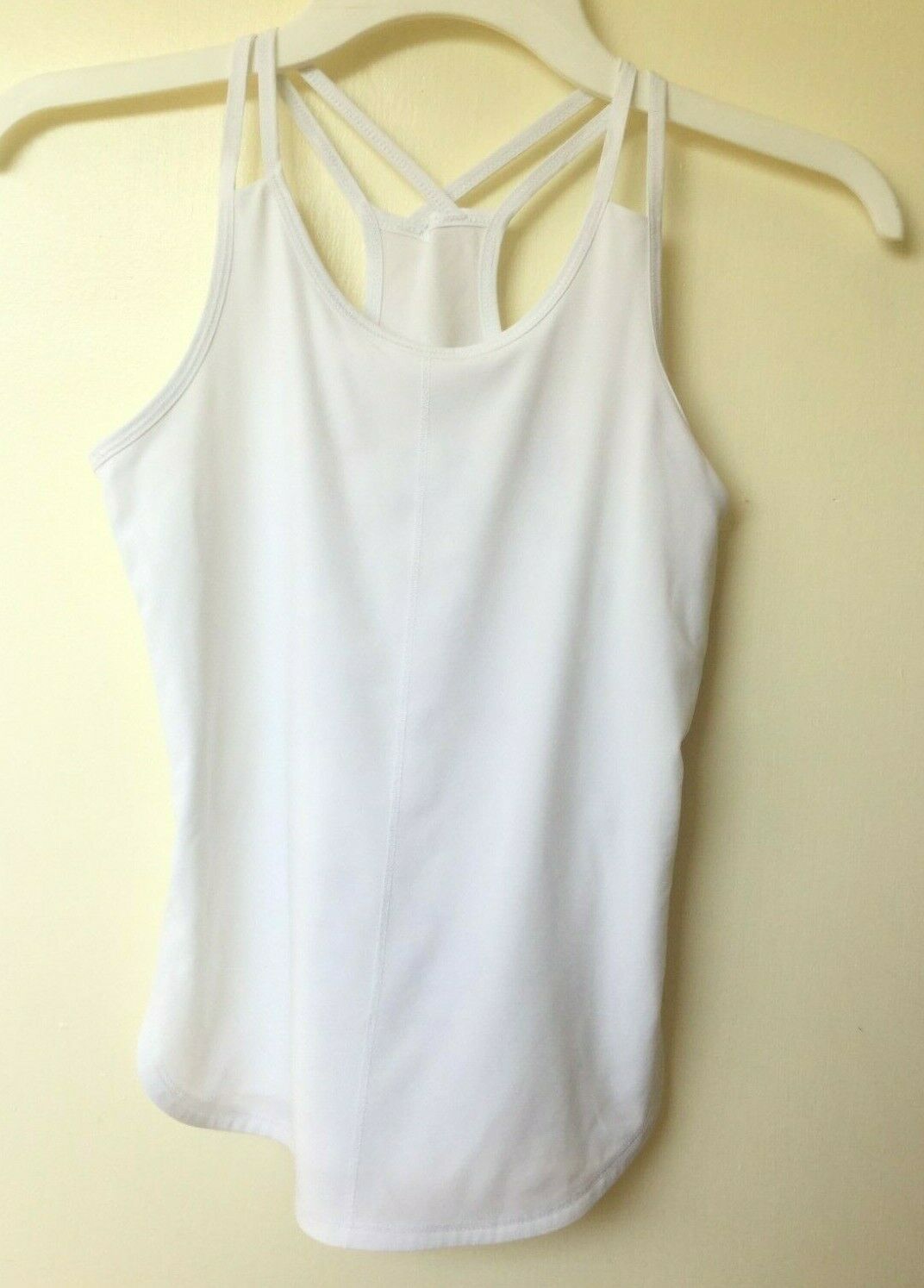 Girls Sz 7/8 White Double Layer Stretch Woven Tank Top All In Motion R12