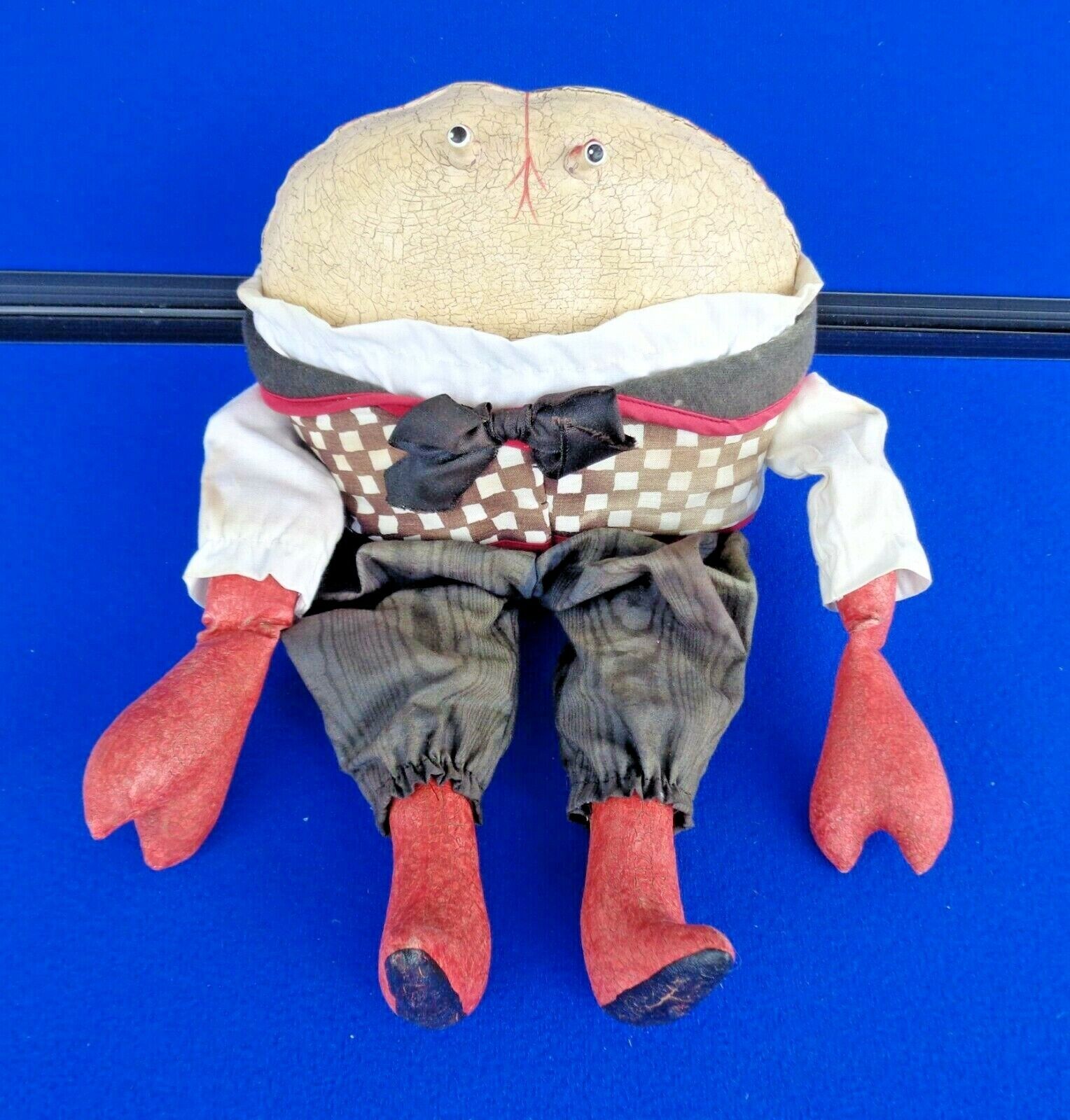 Older Stuffed Leather Crab- Dressed Crab Doll- Door Stop- Decor