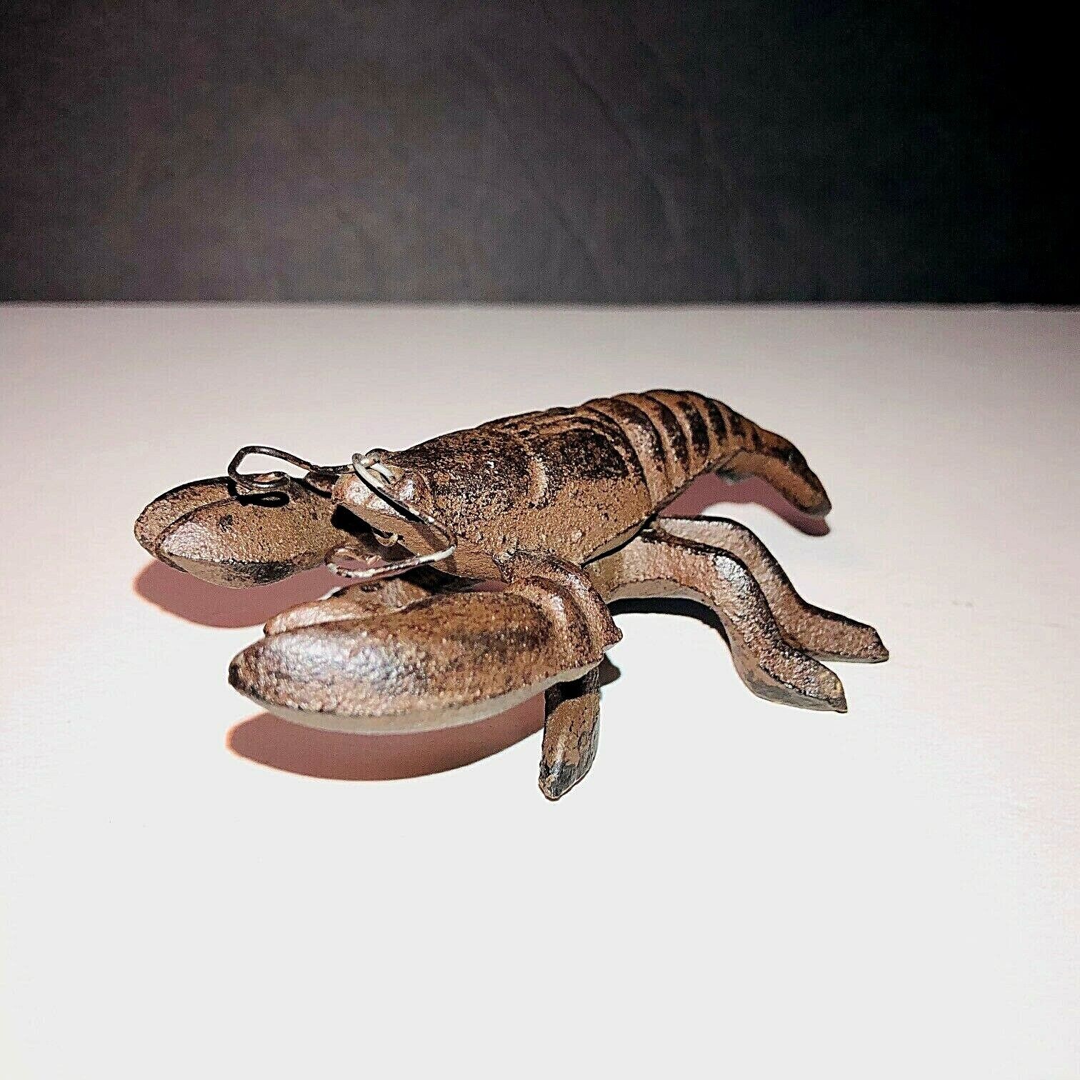 Vtg Cast Iron Lobster, Crawfish Figurine, Paperweight, Patina, 4" X 2.5"