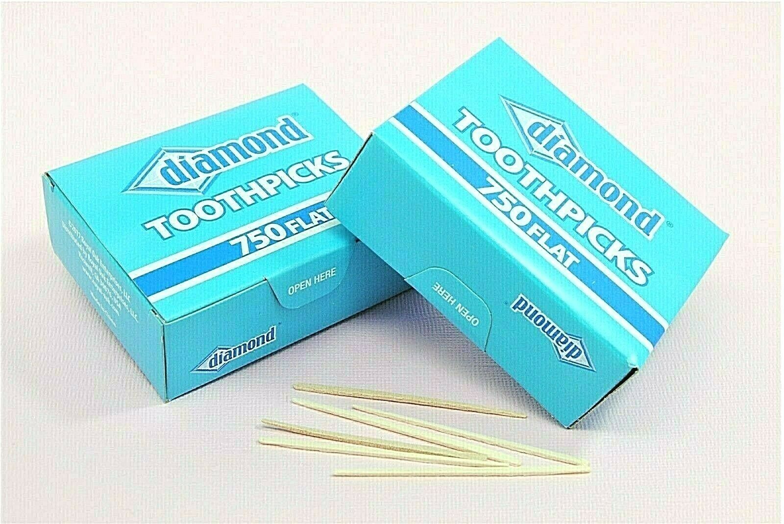 Two Boxes 1500 Wood Flat Diamond Toothpicks, Party Supply, Oral Care, Craft Tool