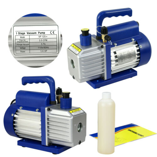 3.5cfm Rotary Vane Vacuum Pump Single Stage Hvac 1/4hp Air Conditioning A/c Deep